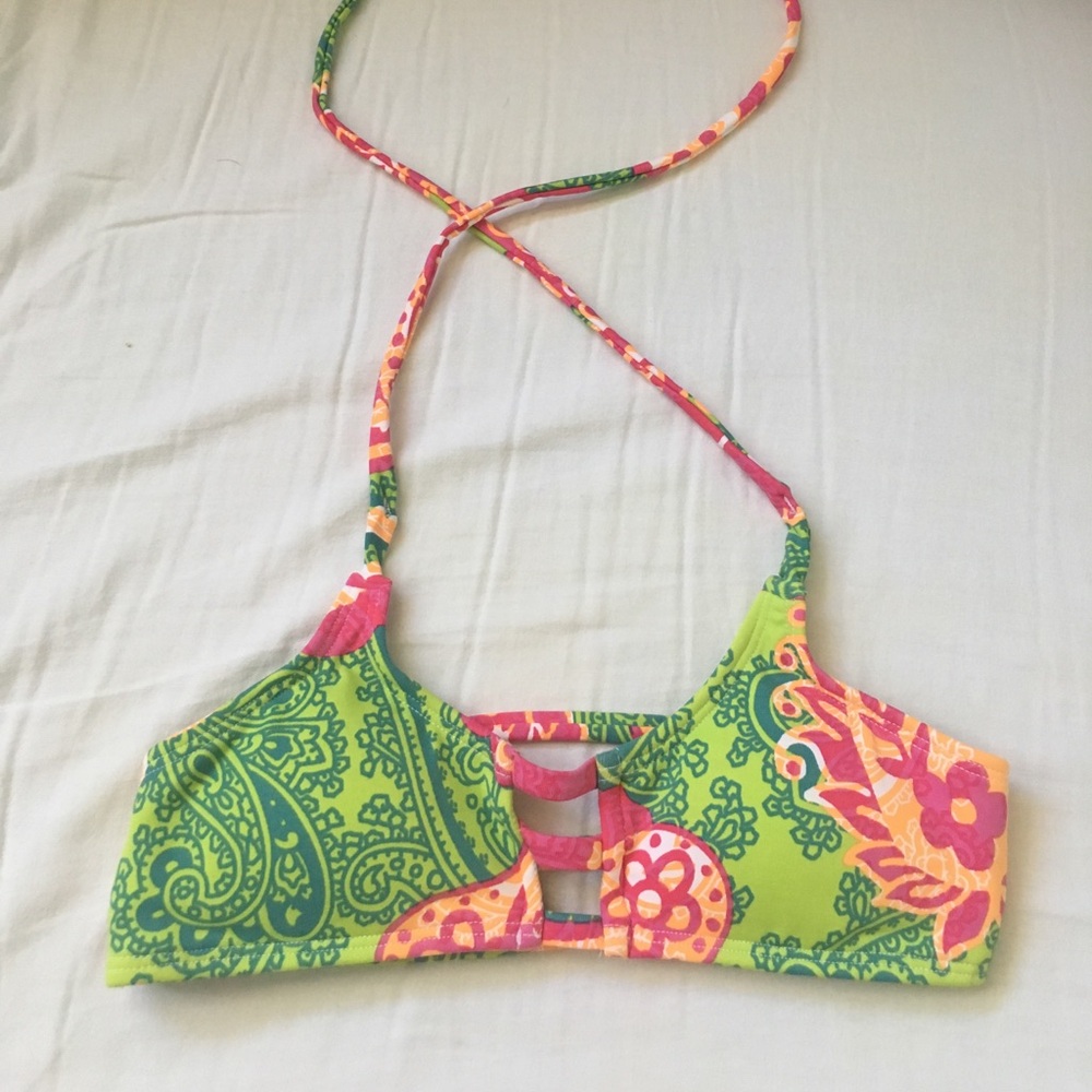 Midori Green and Pink Bikini Top